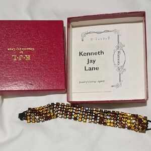 Kenneth Jay Lane Gold and Brown Crystal Bracelet